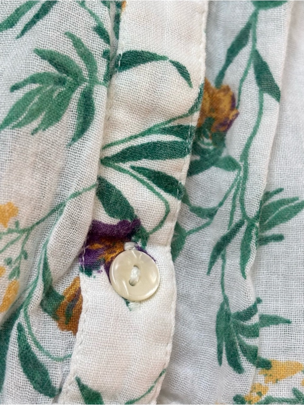 Lucky Brand Floral Button Up Banded Top Womens Medium Relaxed Fit Cotton Boho - Picture 5 of 14